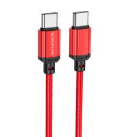 Кабель Type-C to Type-C Borofone BX87 Sharp, 1m, 3.0A, 60W, QC3.0, красный, не упакован