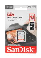 Карта памяти SD 64 Гб SanDisk, Ultra, Class10 UHS-I U1, R/W 140MB/s