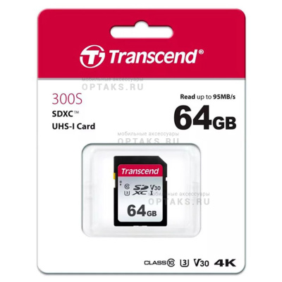 Карта памяти SDXC 64 Гб Transcend 300S UHS-I U3